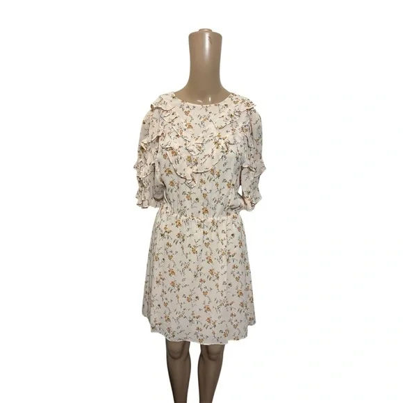 Reformation Cream Floral Long Sleeve Dress - Picture 6 of 6